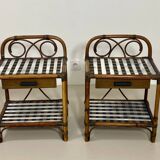 Pair of vintage 70s checkerboard bedside tables: Ref cindy