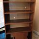 Vintage: Wooden display cabinet with 5 shelves, 4 metal legs.