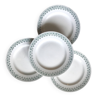 Set of 4 Terre de Fer Digoin-Sarreguemines flat plates, Ypres model
