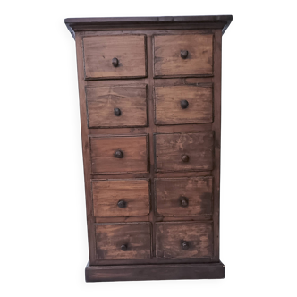 Ancien meuble de métier chiffonnier 8 tiroirs