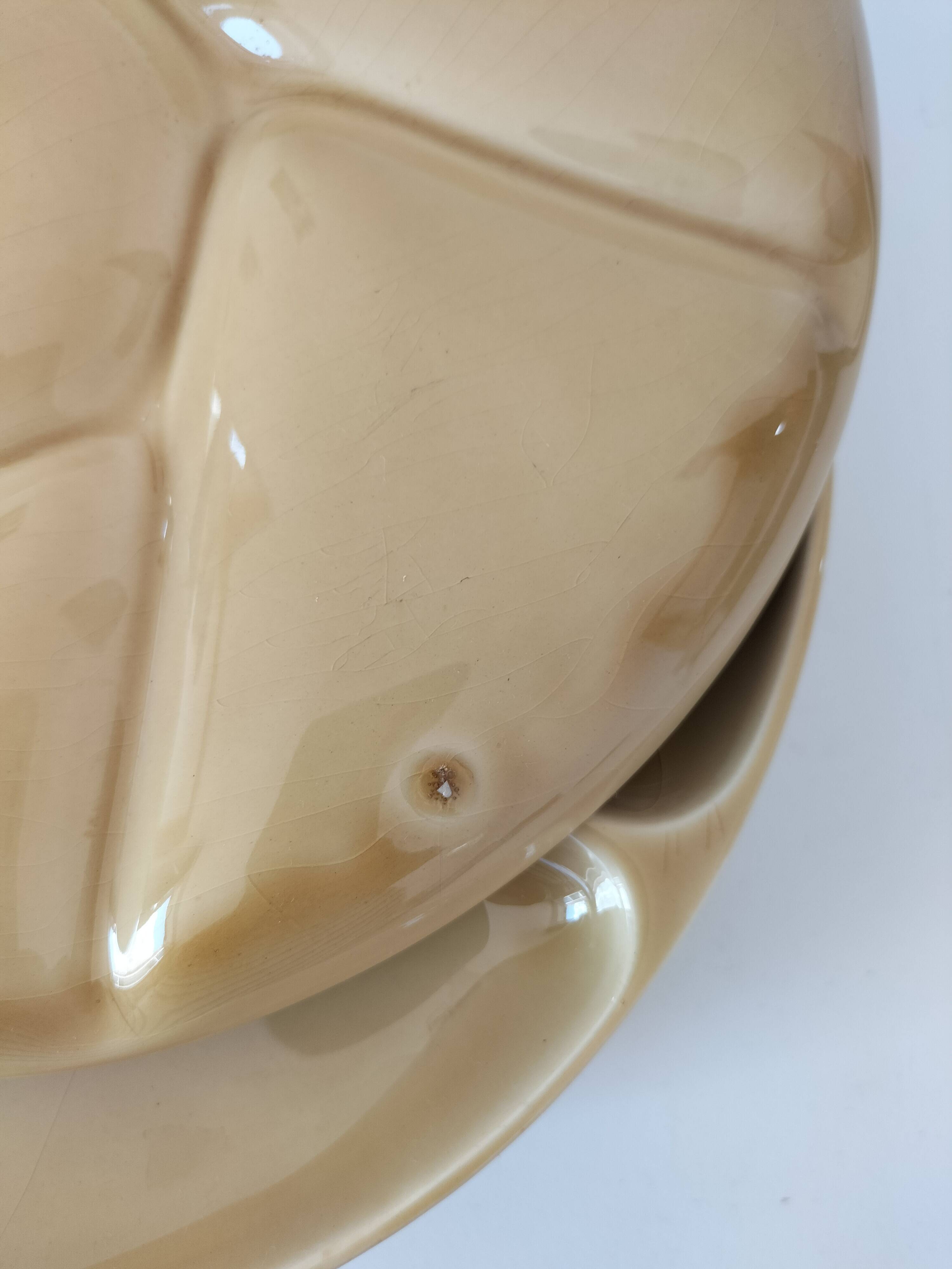 6 compartmentalized plates Gien France – butter yellow shade