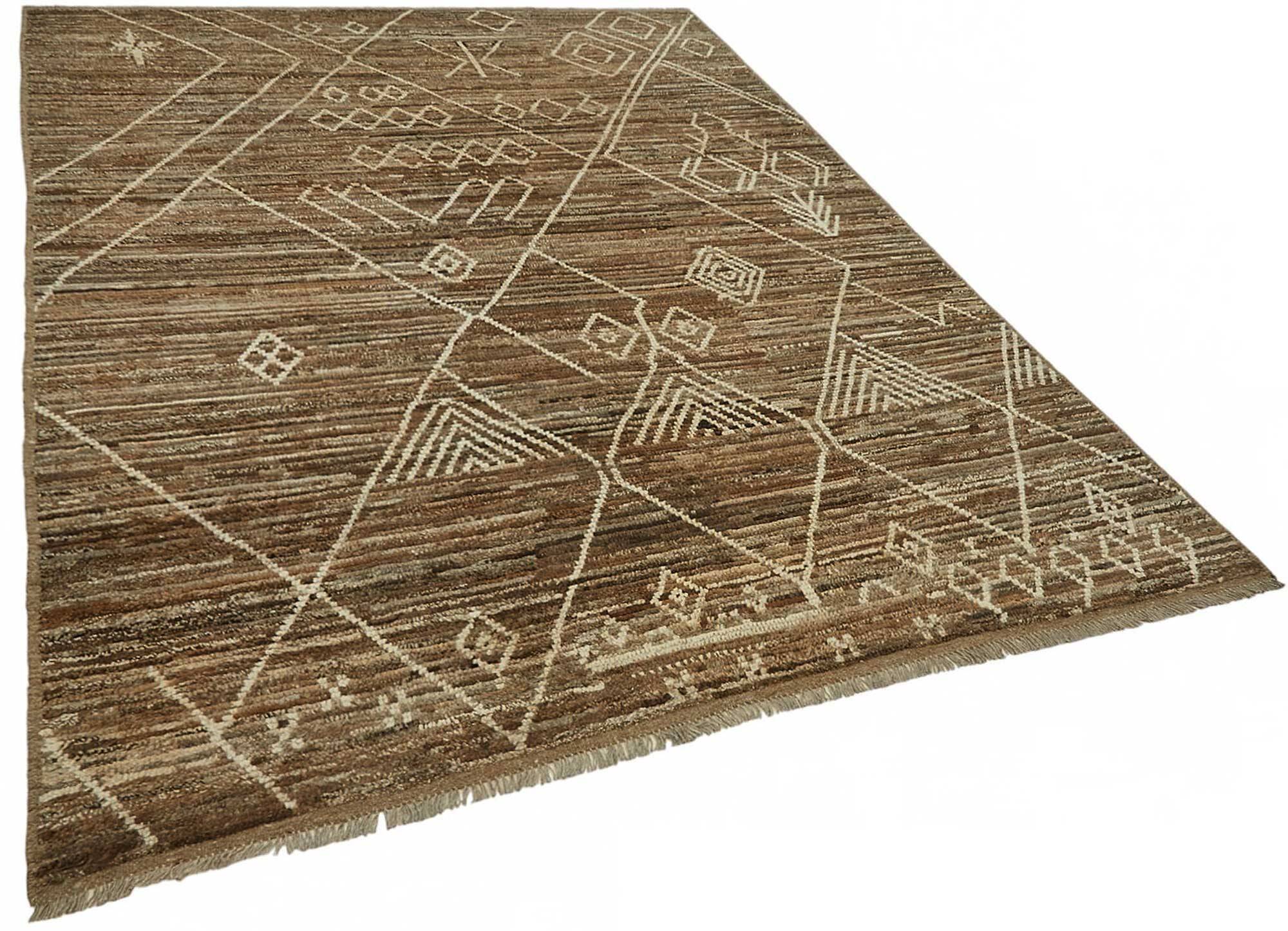Handmade Tribal Decorative 207 cm x 293 cm Brown Wool Carpet