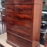 Flamed mahogany chest of drawers with 6 drawers