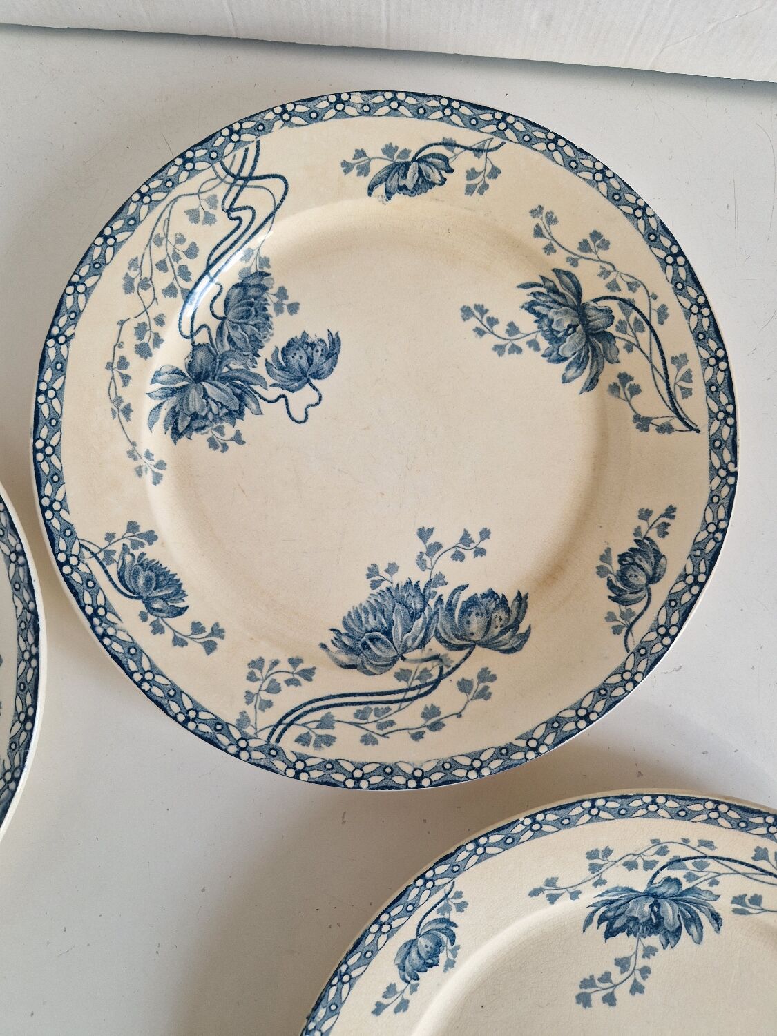 Set of 5 Flat Plates Sarreguemines Model Royat