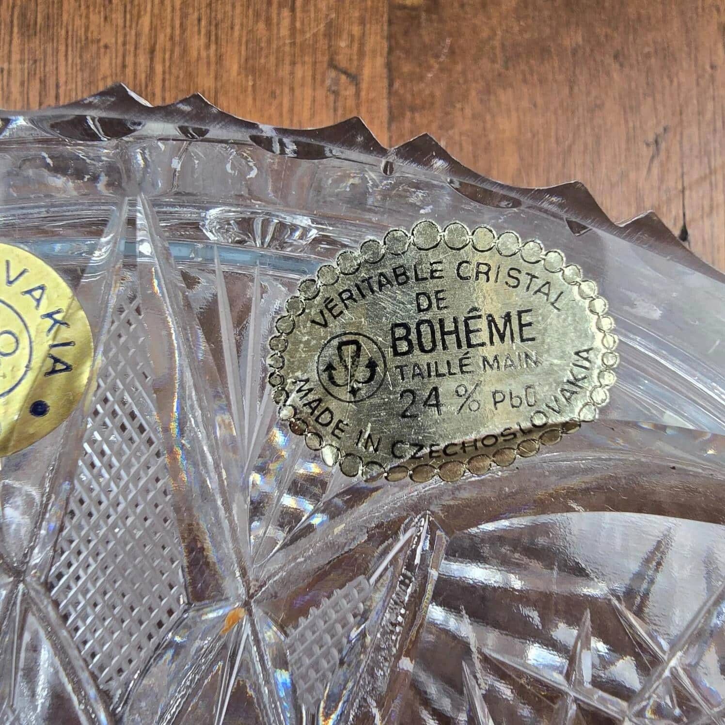 Vintage hand-cut Bohemian crystal bonbonnière Czechoslovakia