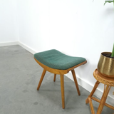 Vintage footrest stool with blue-green cushion