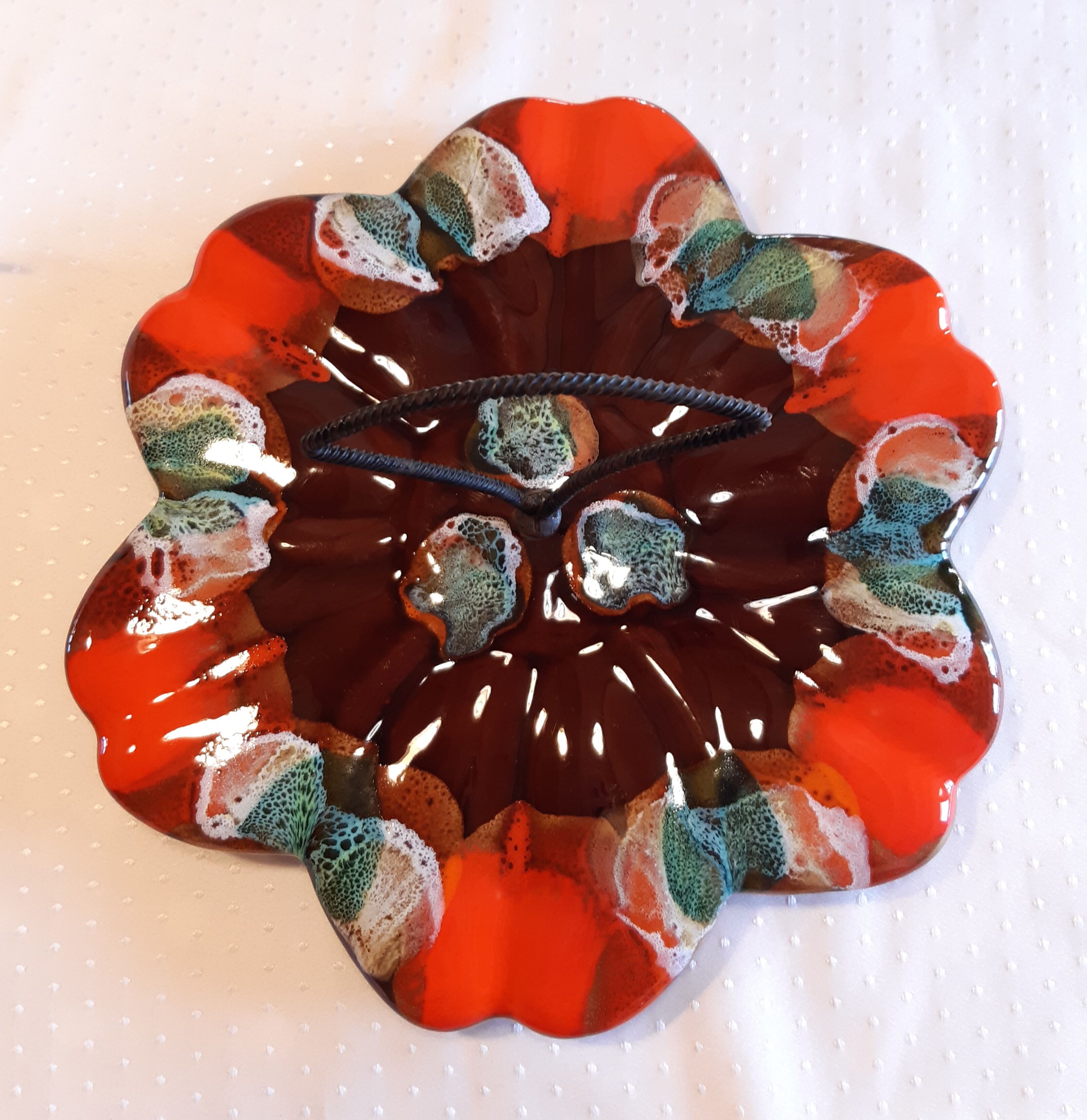 Plateau Vallauris orange & turquoise