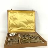 Complete silver metal cutlery set 37 pieces
