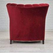 1950s, Danish armchair with footstool, furniture velour, ash wood.