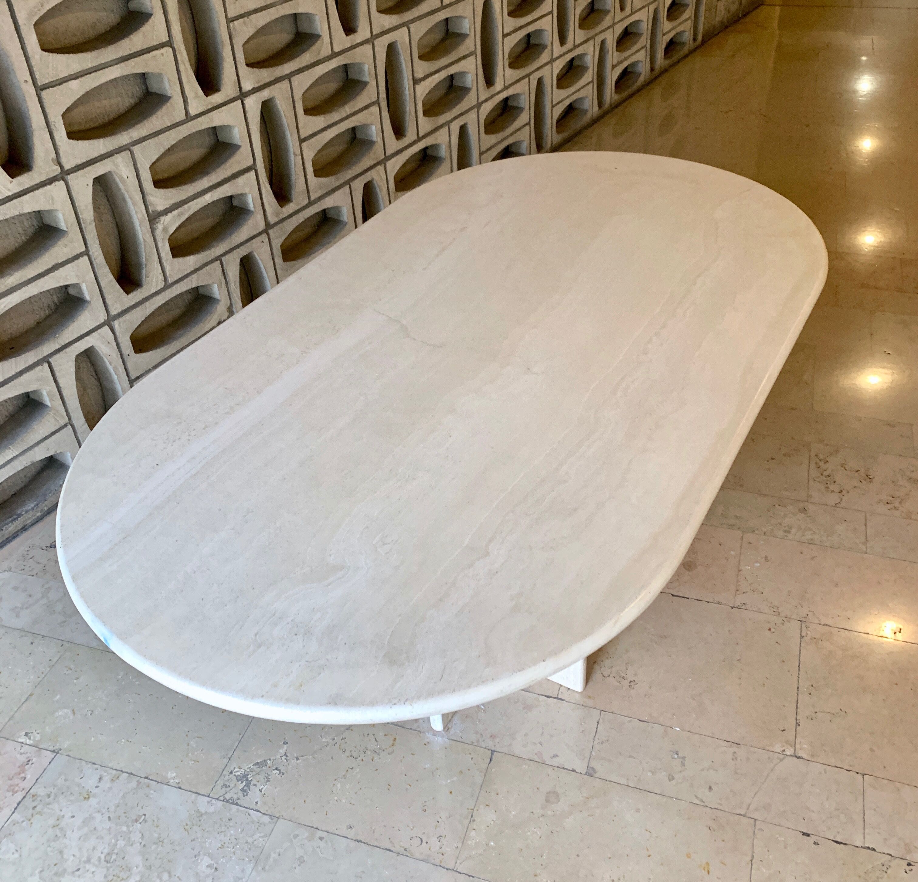 Ligne Roset travertine vintage dining table
