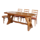 Solid wood dining table, sculpted brutalist base, 1960s.