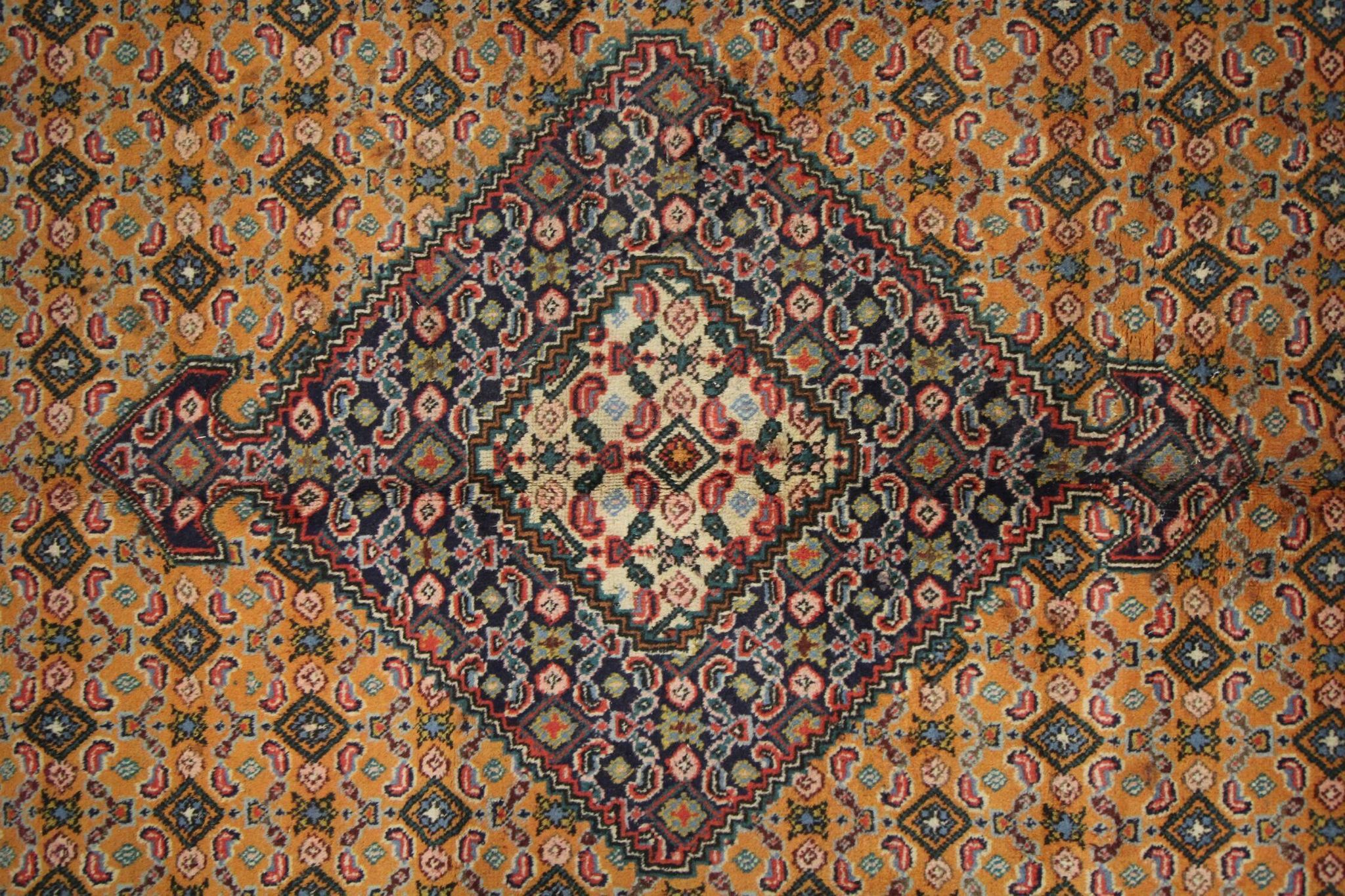 Vintage persian living room rug handwoven red wool ardebil carpet area rug- 197x292cm