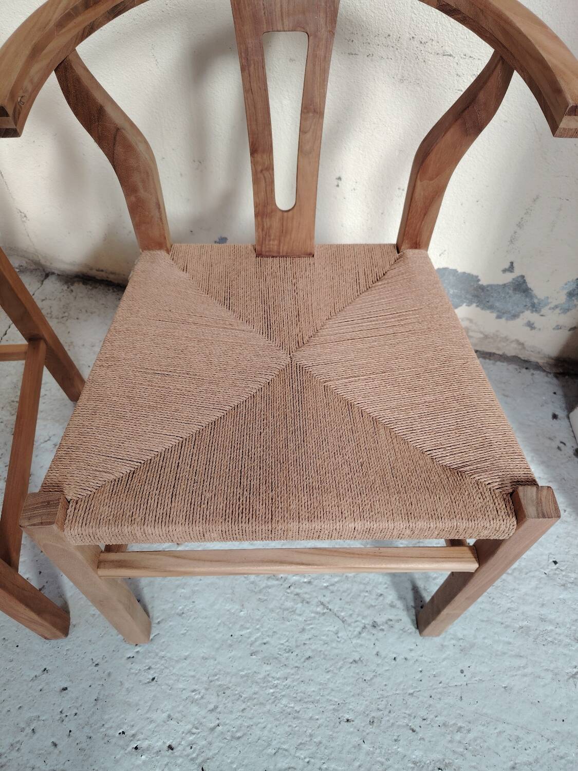 Paire de chaises style "Wishbone" – Chêne & cordage