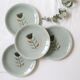 Set of 4 flat plates Salins, Montpezat pattern, vintage French