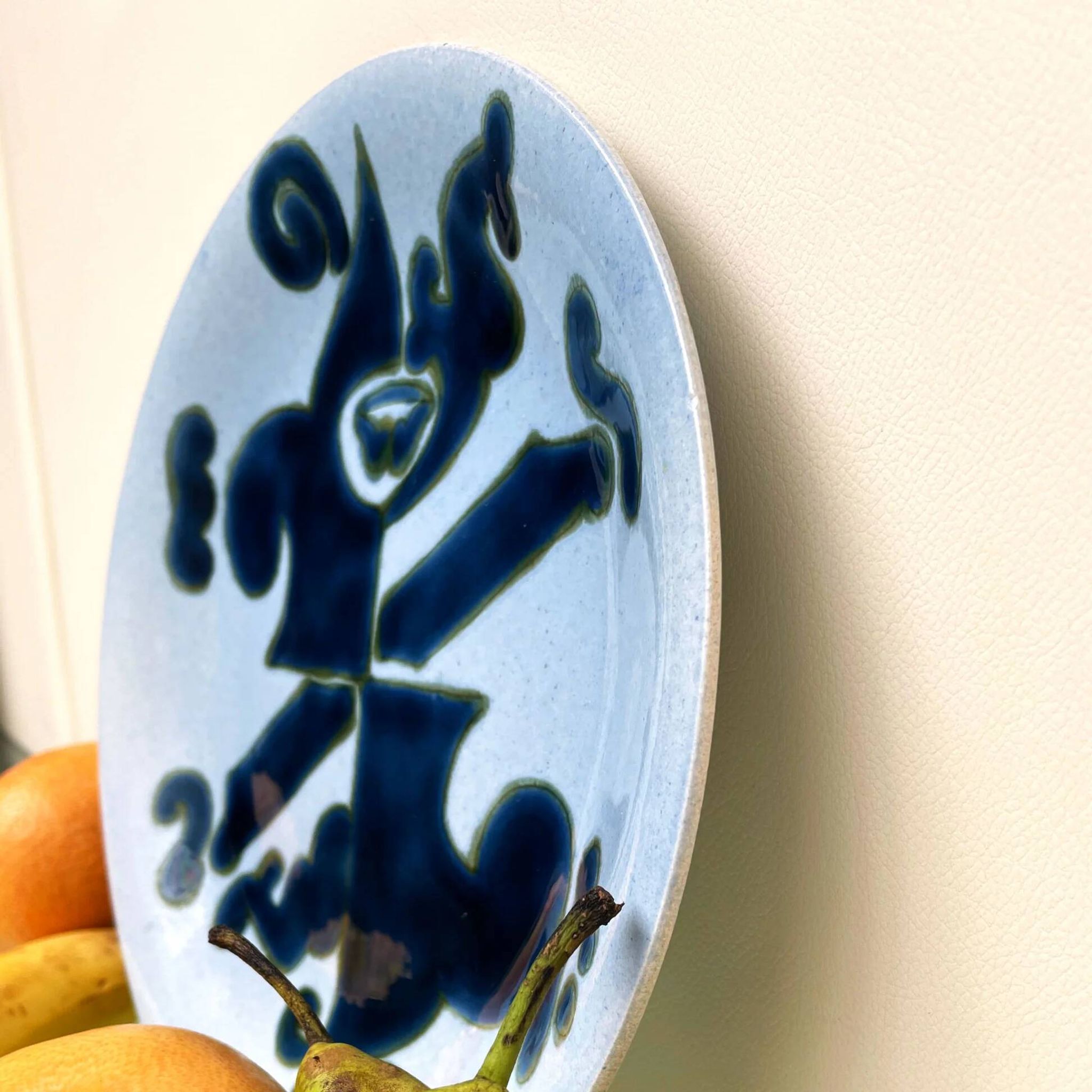Yvonne Gisclard-Cau blue ceramic cut from French modernist design of the 1960s.