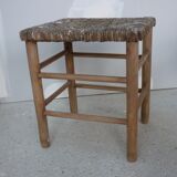 Wooden and straw workshop stool