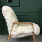 Vintage Design Art Deco White Sheepskin Fluffy Fury Chair Armchair