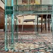 Rectangular glass coffee table, postmodern design — 1980s —