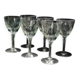 6 grands verres en demi  cristal taillé.