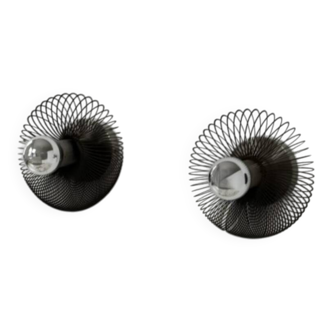 Vintage spring wall lights, matte metal, France, 1970.