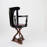 Chaise de paquebot en chêne teinté noir du 19e siècle