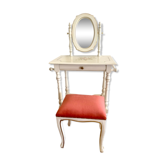 Dressing table with mirror and vintage stool