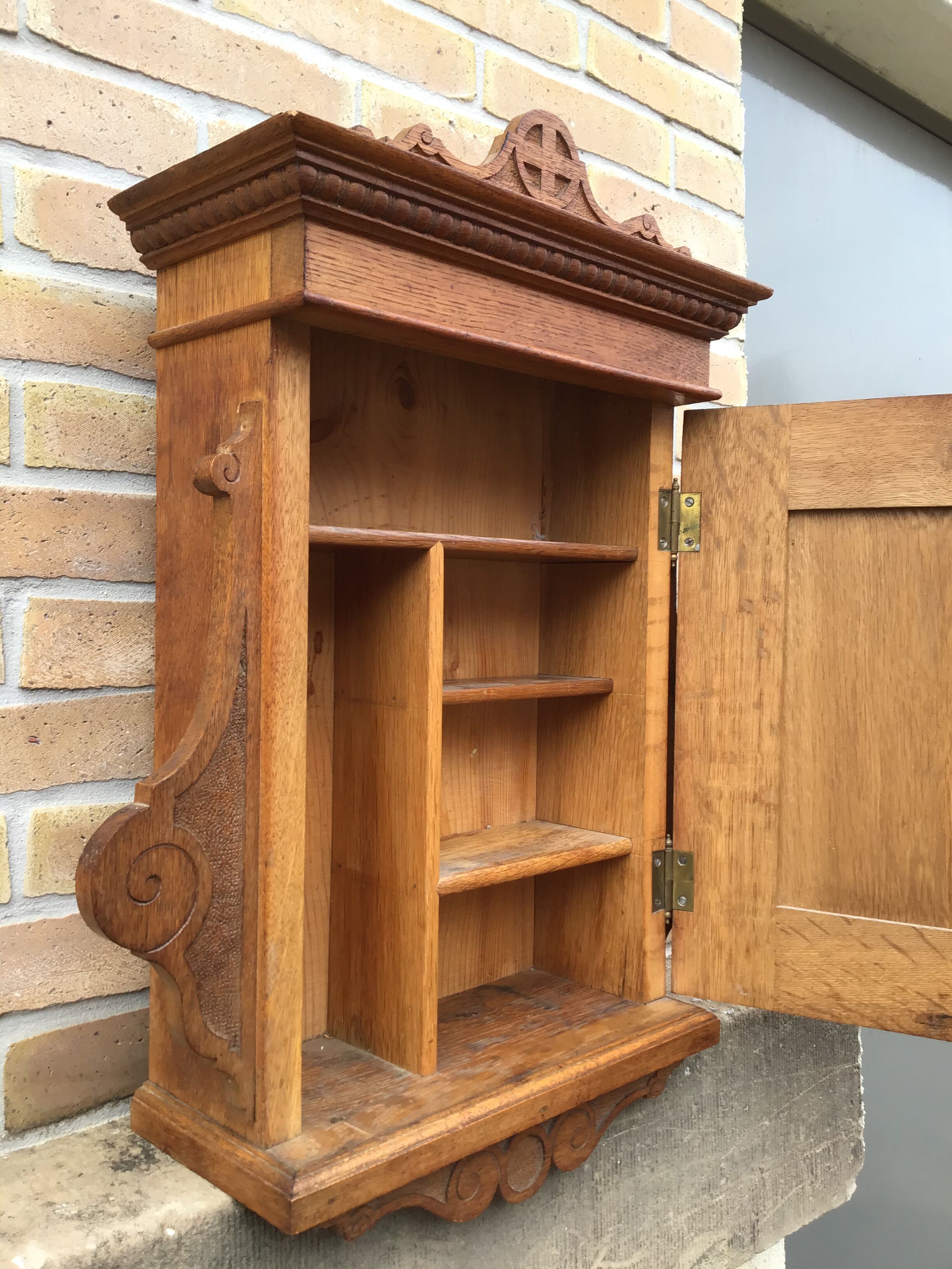 Pharmacy Cabinet Art Nouveau Jugendstil Mural Vintage Oak