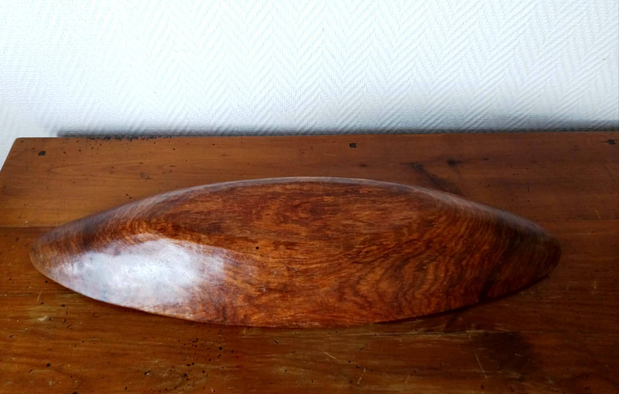 Oblong wooden brutalist bowl