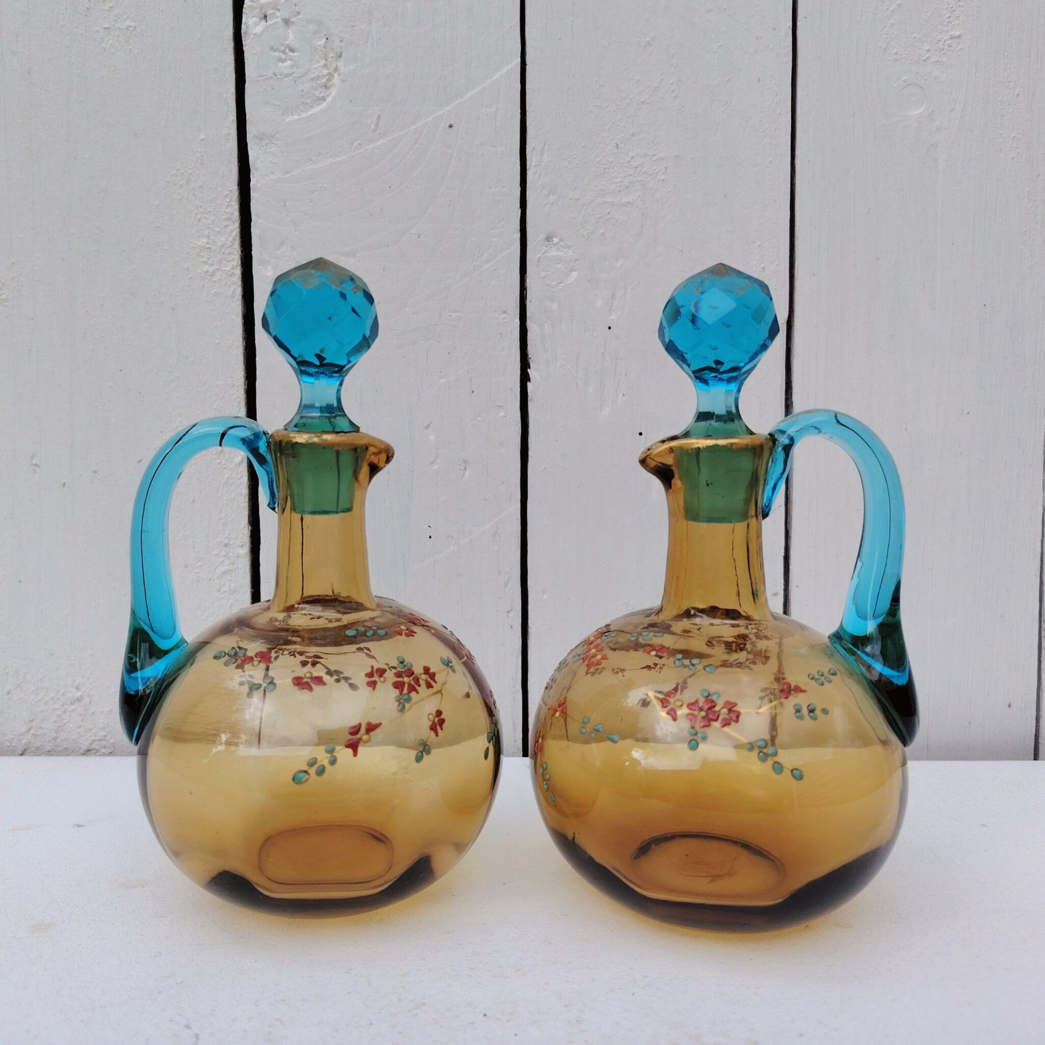 Pair of glass carafes, Georges Sand, vintage