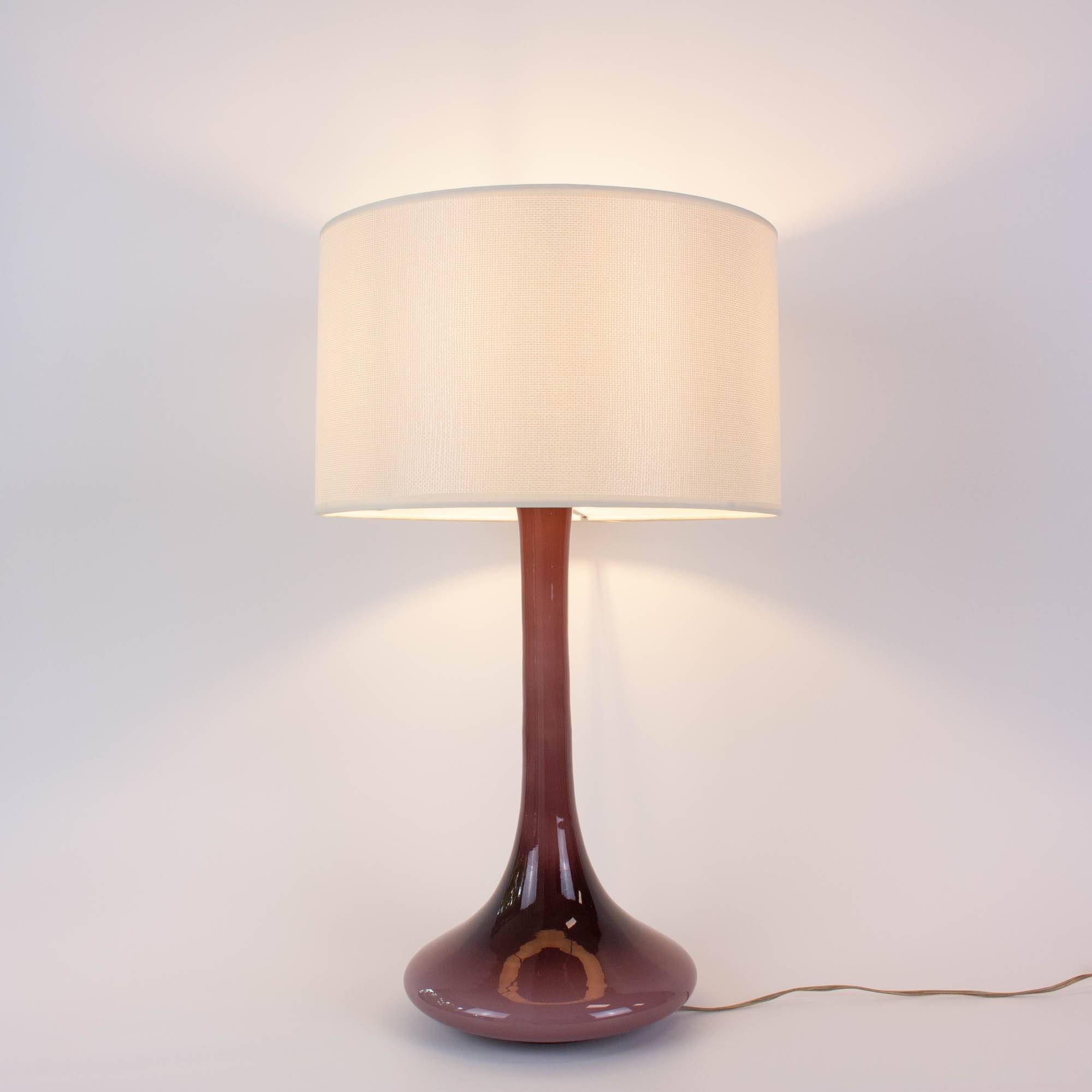1960s Portuguese Amethyst Opaline Glass Table Lamp