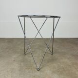 Chrome tripod side table by Angel Cerda