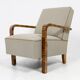 Pair of Art Deco armchairs and two poufs in walnut - 1930-1940