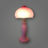 Pink frosted glass and gold brass accent lamp - 1970s