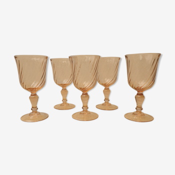 lot de 5 Verres à pied en verre rose