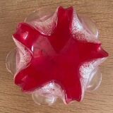 ashtray, empty pocket in red glass and Murano silver