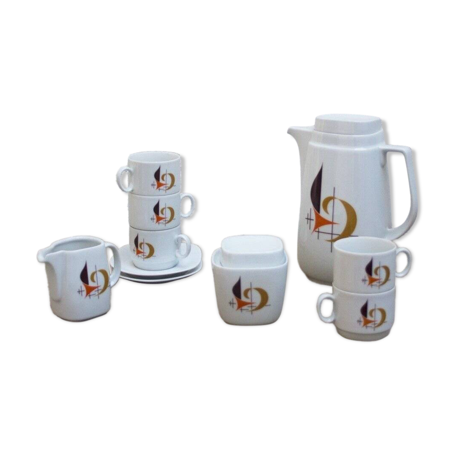 Vintage Bavarian Coffee Set from Schirnding Bavaria, 1950s, Set of 27