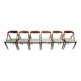 SET OF 6 JOHANNES ANDERSEN NO. 16 TEAK AND VELVET DINING CHAIRS