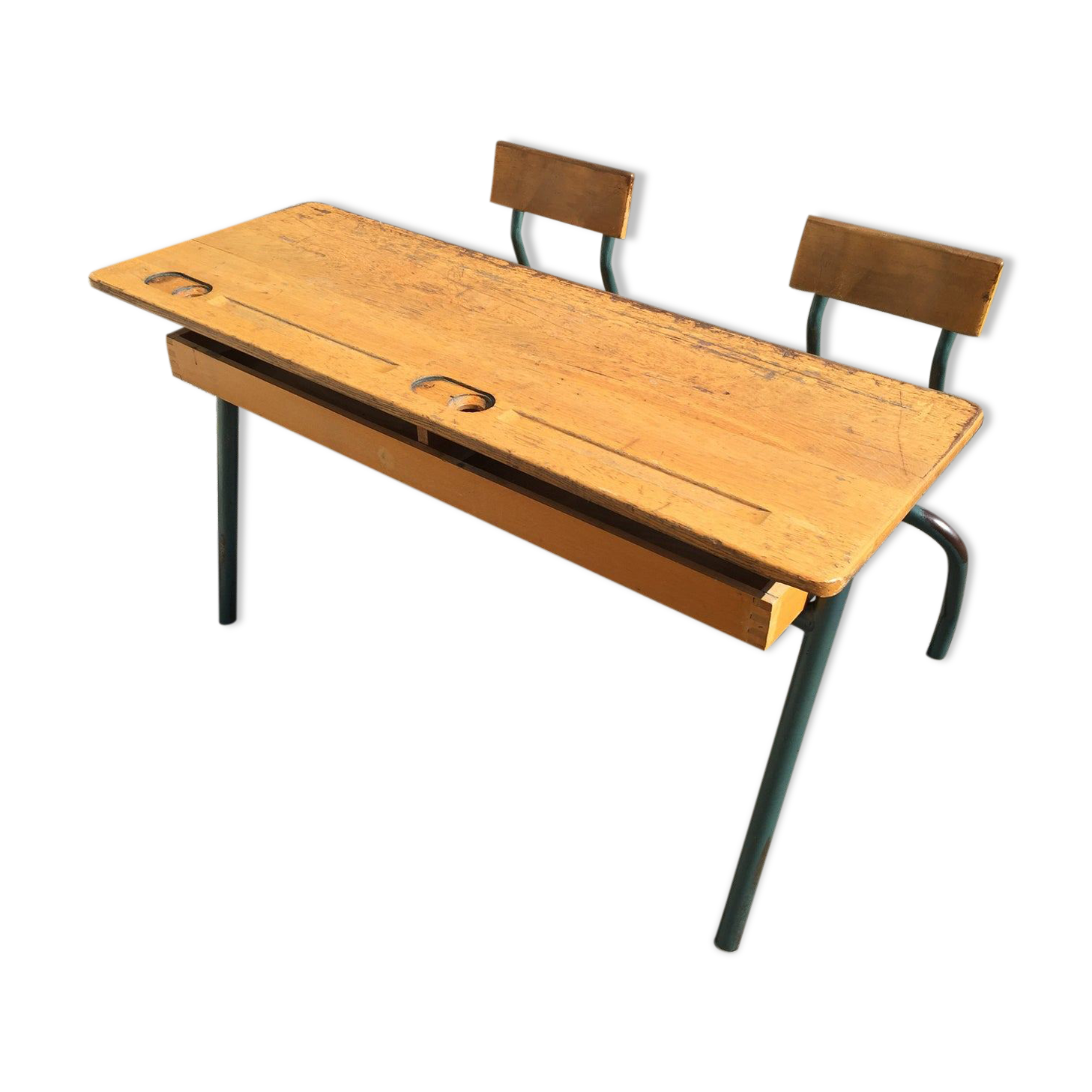 School desk vintage bench