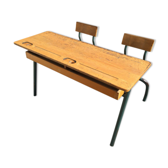 School desk vintage bench