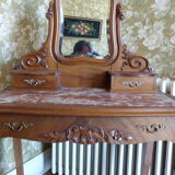 Coiffeuse noyer sculpte style louis xv rocaille 1900