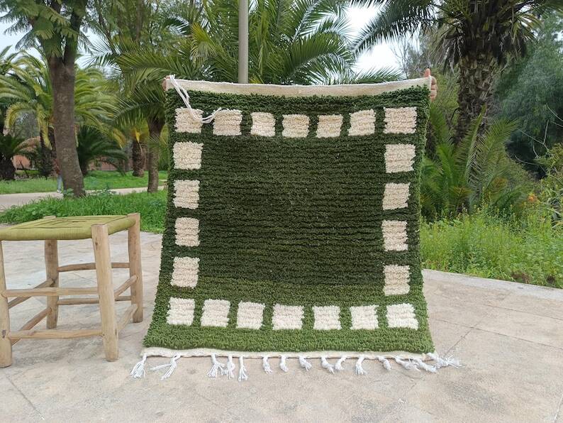 Custom Green Moroccan Carpet 250cm x 200cm