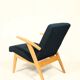 Fauteuil vintage Couleur Bleu Marine Bois Clair Design Midcentury