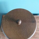 Ceramic and wood covered pot/tabletop bin