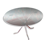 Vintage round table in smoked glass and chrome steel – 1970s design