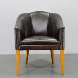 Vintage Leather Armchair, Czechoslovakia