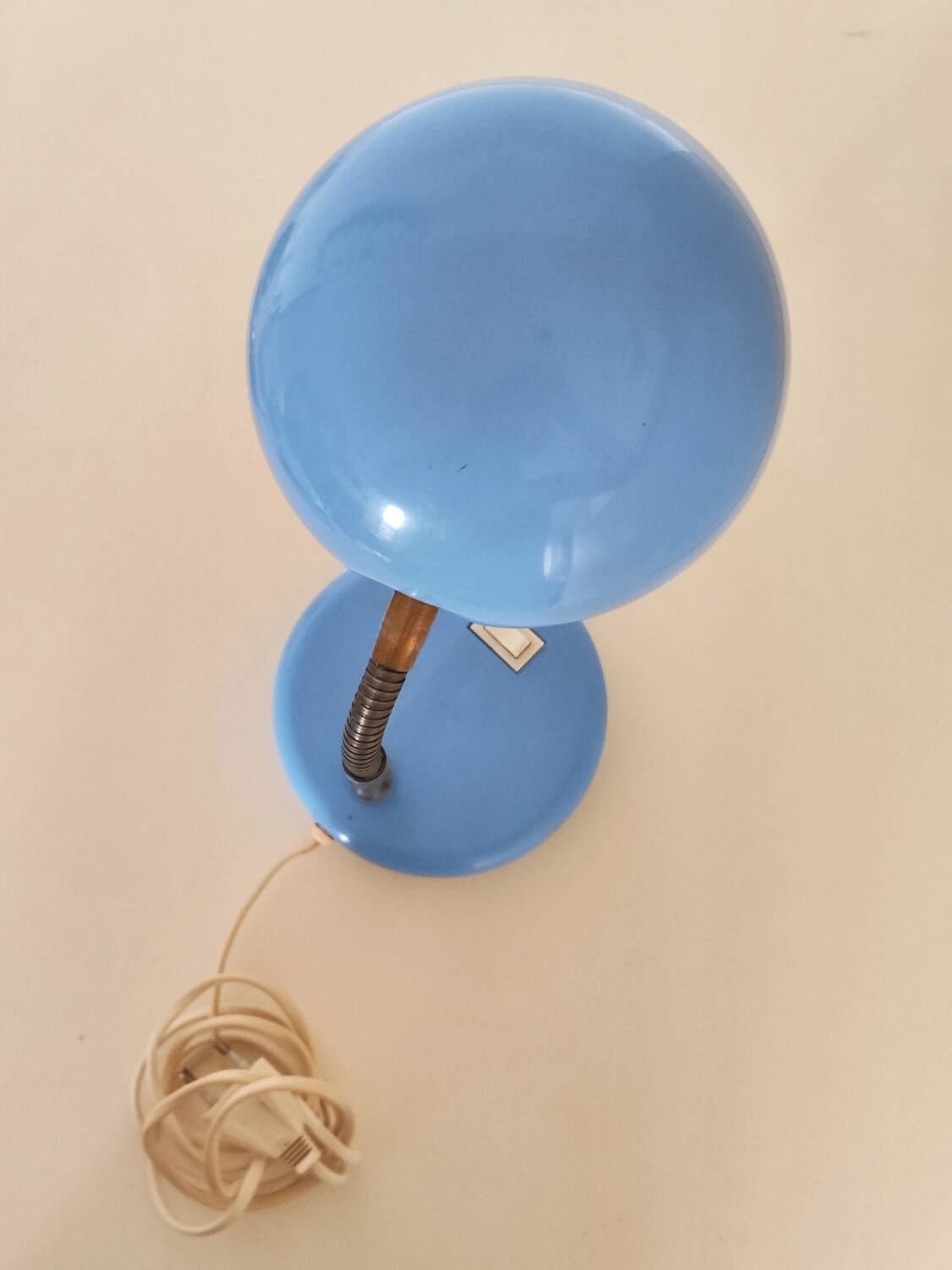 Sky blue steel desk lamp from the 60s
