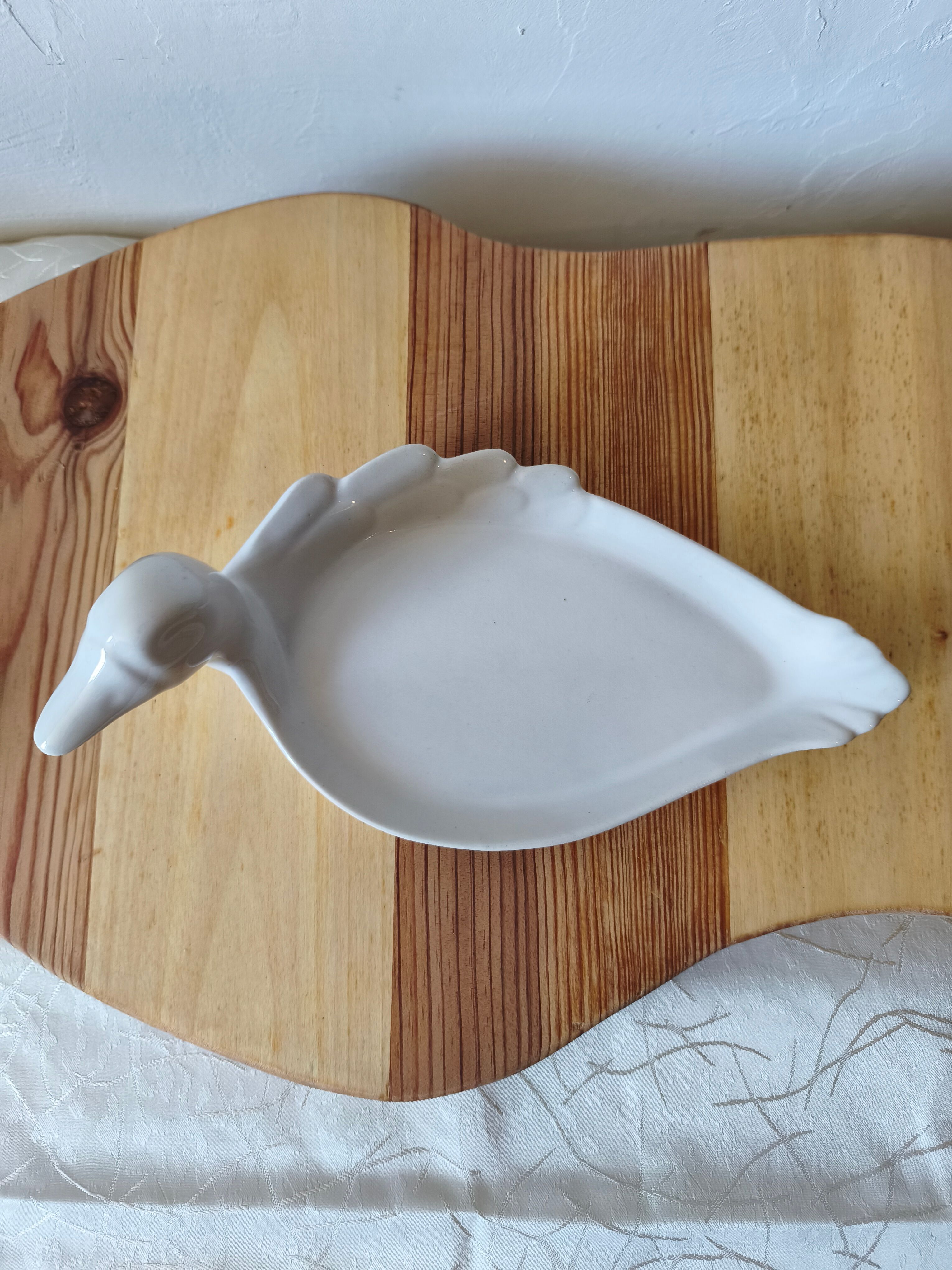 Vintage foie gras dish - duck - white ceramic