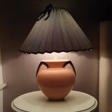 Ceramic lamp with 80s fabric lampshade