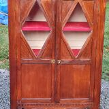 Library in solid oak and walnut, late 19th century