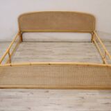 Bamboo and Vienna Straw Double Bed, 1980s